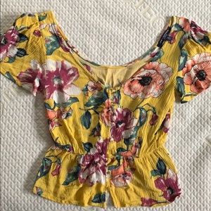 Flower print short sleeve shirt